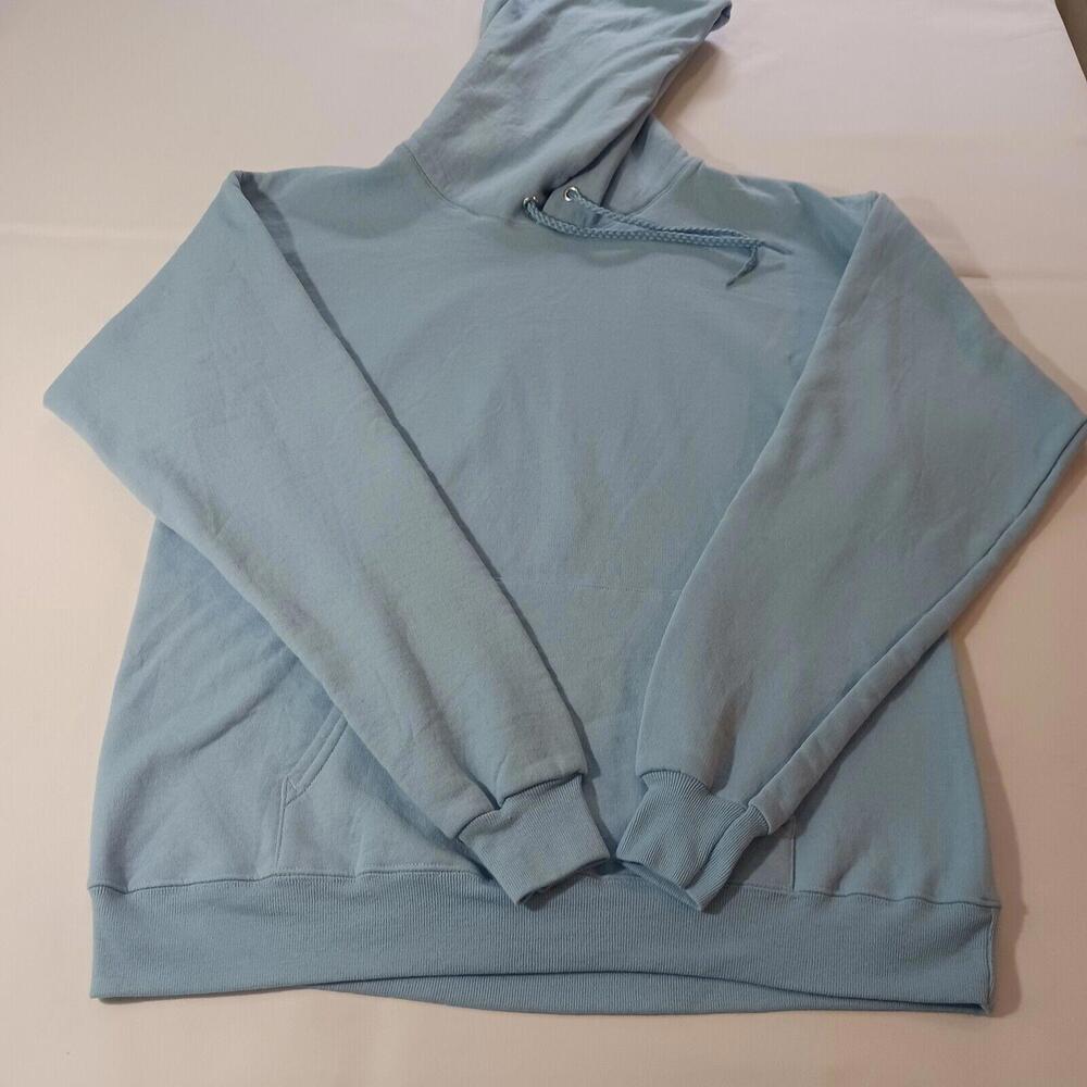 Hanes EcoSmart Men's Blue Cotton Blend Drawstring Pullover Hoodie Sweatshirt M